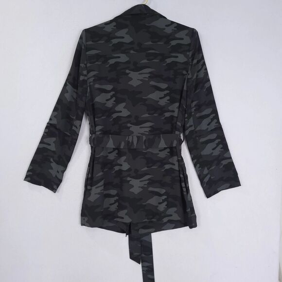 500 Maison Cinqcent Black & Grey Camo Lightweight Belted Trench Jacket Medium - Picture 10 of 16